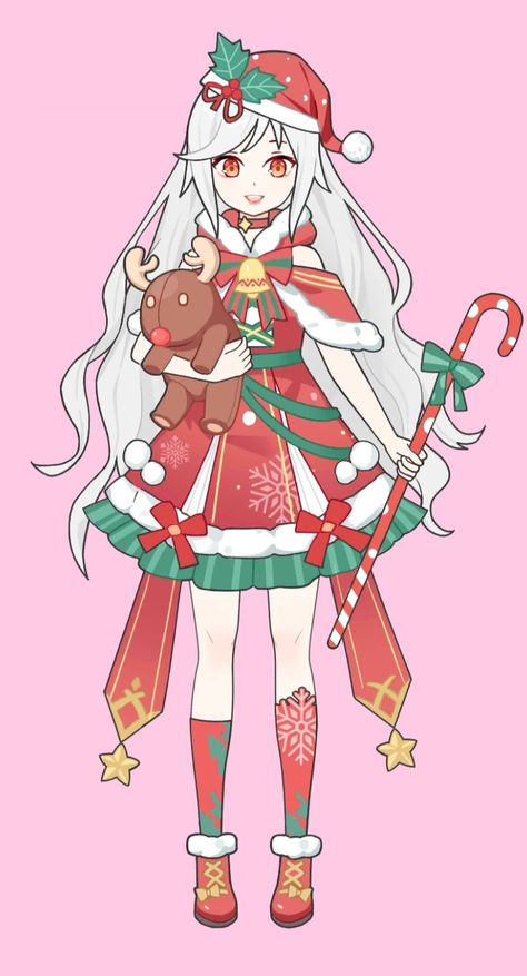 Gingerbread Outfit, Adopt Idea, Santa Outfit, Anime Christmas, Clothing Design Sketches, Chibi Characters, Fantasy Clothing, Character Outfits