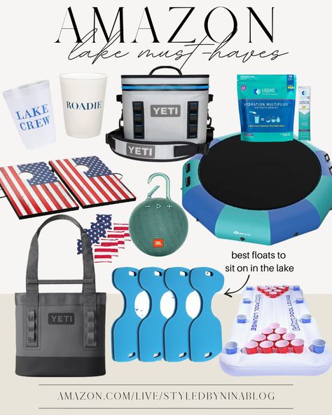 Lake Themed Gift Basket, Lake Day Must Haves, Lake House Essentials Summer, Lake House Necessities, Lake House Games, Boat Essentials Summer, Lake House Gift Basket Ideas, Lake Toys For Adults, Lake House Party Ideas