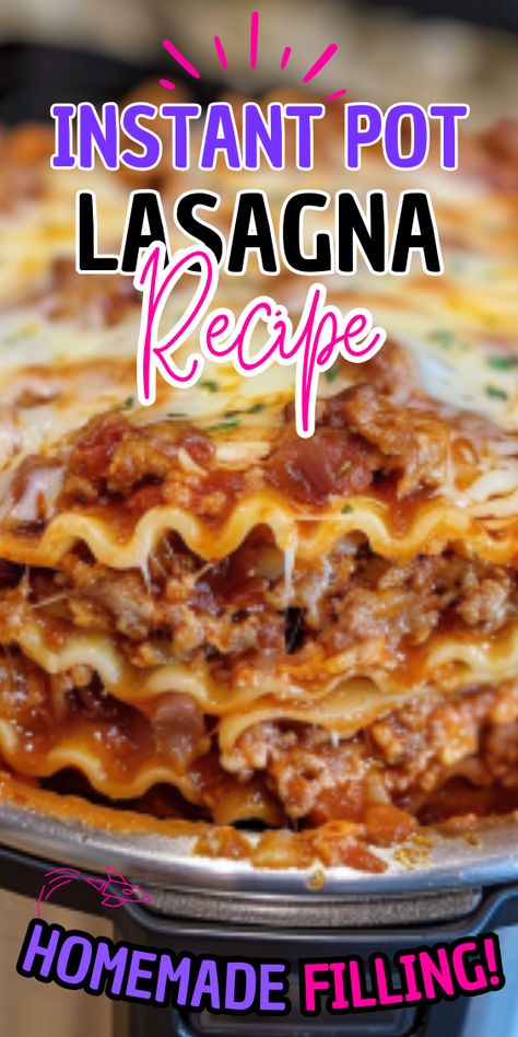 Easy Instant Pot Lasagna Recipe Four Cheese Lasagna Recipe, Four Cheese Lasagna, Cheese In The Oven, Pot Lasagna Recipe, Cheese Lasagna Recipe, Instant Pot Lasagna Recipe, Instant Pot Lasagna, Lazy Lasagna, Beef Lasagna