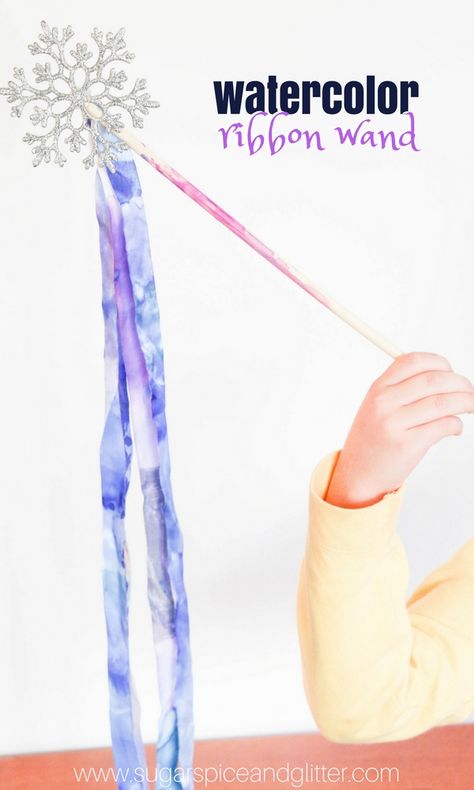 An awesome winter process art activity for kids, this watercolor ribbon wand is a beautiful winter craft for kids that would also be great for a Frozen birthday party. Winter Process Art, Watercolor Ribbon, Art Activity For Kids, Wand Art, Frozen Snowflake, Ribbon Wands, Decorated Cookies Tutorial, Rainy Day Crafts, Winter Activities For Kids