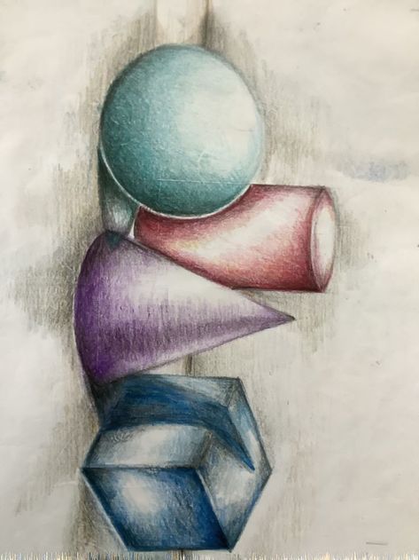 Pencil Colour Painting, Geometric Shapes Drawing, Nature Art Drawings, Geometric Shapes Art, Colored Pencil Artwork, Object Drawing, Colored Pencil Techniques, Dark Art Drawings, Still Life Drawing