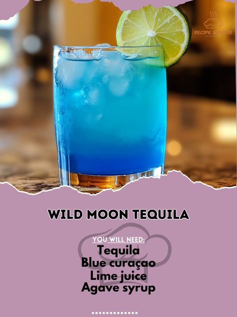 🌙🌵 Experience the mystique of Wild Moon Tequila! A celestial blend with a wild twist! 🍸✨ #WildMoonTequila #CelestialSips Wild Moon Tequila Ingredients: Tequila (1 oz) Blue curaçao (1/2 oz) Lime juice (1/2 oz) Agave syrup (1/4 oz) Ice Lime wheel (for garnish) Instructions: Fill a shaker with ice. Add tequila, blue curaçao, lime juice, and agave syrup. Shake well and strain into a glass filled with ice. Garnish with a lime wheel. 🌌🌵 A drink that captures the essence of a moonlit desert nigh... Extravagant Cocktails, Mocktail Drinks, Fun Drinks Alcohol, Desert Night, Liquor Recipes, Cocktail Party Food, Cocktail Shots, Yummy Alcoholic Drinks, Cocktail And Mocktail