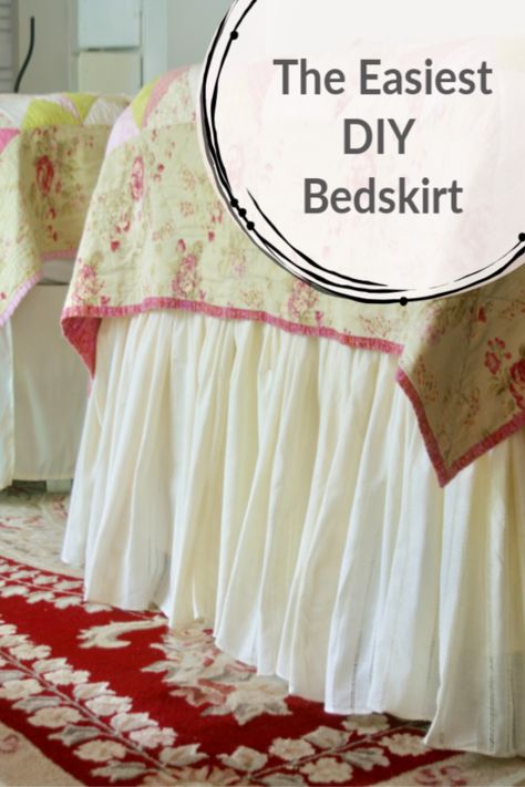 Boho Bedskirt Ideas, How To Make A Dust Ruffle, Diy Bedspread Ideas Sewing, Diy Dust Ruffle Bed Skirts, How To Make A Bedskirt, Diy Bed Skirt From Flat Sheet, Diy Bedskirt Ideas, Dust Ruffle Alternative, Dust Ruffles For Beds