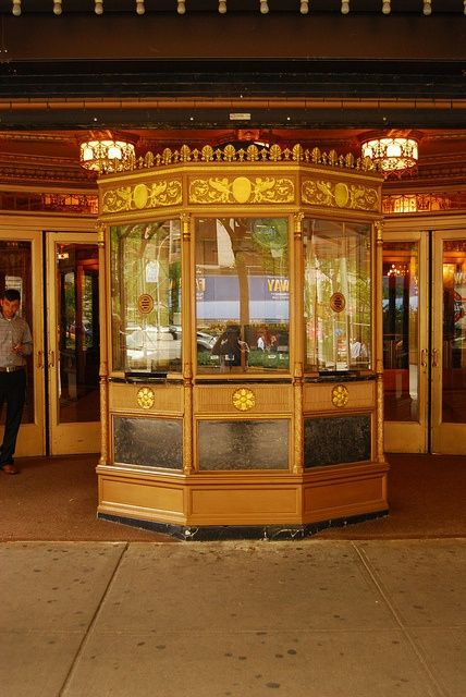 Box Office Ticket Booth, Theater Ticket Booth, Theatre Ticket Booth, Theater Ticket, Classic Movie Theaters, Host Stand, Vintage Movie Theater, Theatre Inspiration, Ticket Booth