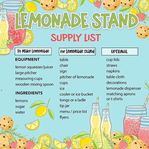 Everything you need to know to host a fun, safe and profitable Garage Sale Lemonade StandLemonade Fun Lemonade Stand Ideas, Lemonade Selling Ideas, Lemonade Stand Tip Jar, Lemonade Concession Stand, Lemonade Stand Names Ideas, Lemonade Sale Ideas, Lemonade Stand Set Up, Farmers Market Lemonade, How To Sell Lemonade