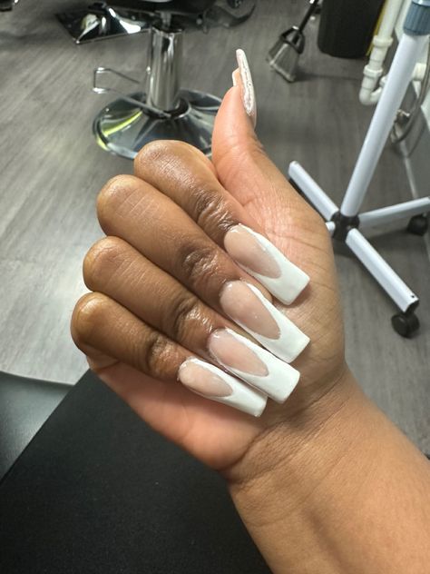 Medium white french tips White Frenchies, White French Tips, White French Tip, White French, French Tips, Nails, White