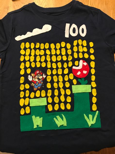 Mario coins 100 day of school kindergarten shirt 100 Days Of School Shirt For Boys Diy, 100 Day Shirt Ideas For Boys, Mario Coins, 100 Days Of School Project Kindergartens, 100 Day Shirt Ideas, 100 Day Of School, 100 Day Of School Project, Abc School, Mario Shirt