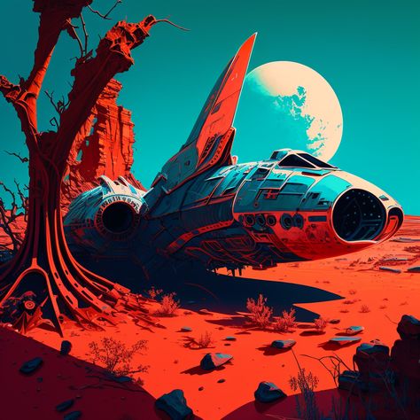 Abandoned Spaceships and Red Planet in Space Artwork High Contrast Lighting, Syd Mead, Traveller Rpg, Red Planet, Twisted Metal, High Contrast, Deep Space, Graveyard, Spaceship