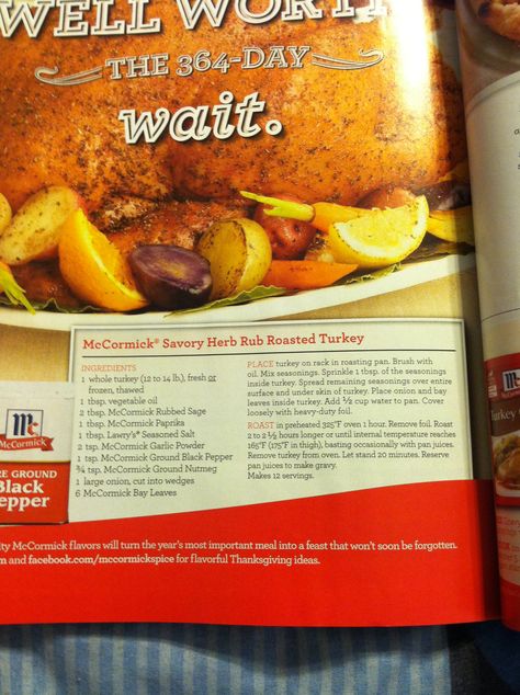 McCormick savory herb rub roasted turkey Mccormick Turkey Rub, Turkey Rub Recipes, Mccormick Recipes, Turkey Rub, Herb Roasted Turkey, Diy Mixes, Oven Roasted Turkey, Thanksgiving Recipe, Whole Turkey