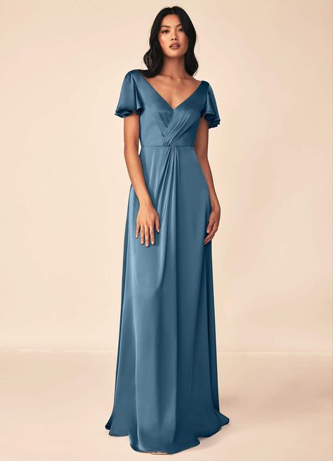 AZAZIE SOREN A-Line Pleated Stretch Satin Floor-Length Dress Bermuda Princess Bridesmaid Dresses, Short Sleeve Bridesmaid Dress, High Low Bridesmaid Dresses, Princess Bridesmaid Dress, Sweetheart Bridesmaids Dresses, Stretch Satin Dress, One Shoulder Bridesmaid Dresses, One Shoulder Bridesmaid, Sleeveless Bridesmaid Dresses