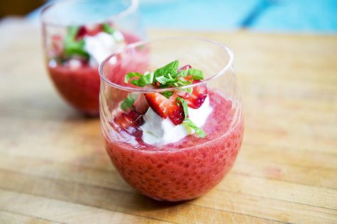 Strawberry Tapioca Pudding Recipe | Foodland Strawberry Tapioca Pudding, Strawberry Tapioca Pearls, Strawberry Tapioca, Tapioca Pudding Recipe, Tapioca Pudding, Sweetened Whipped Cream, Tapioca Pearls, Strawberry Puree, Pudding Recipe