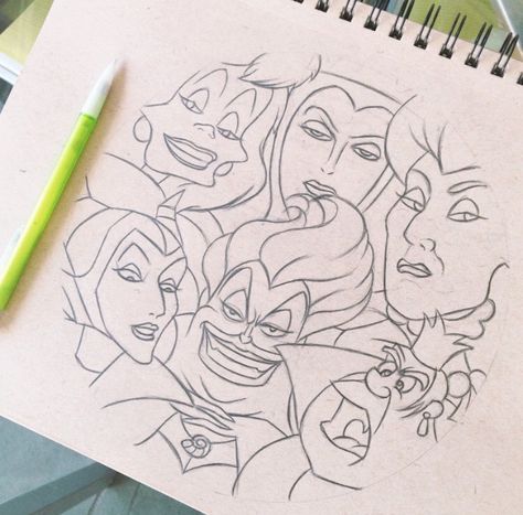 Disney villain drawing Disney Movie Drawings, Movie Drawings Sketches, Disney Drawings Ideas, Disney Villains Drawings Sketches, Disney Villain Drawings, Doodle Disney, Disney Villians Drawings, How To Draw Disney Villains Step By Step, Disney Drawing Ideas