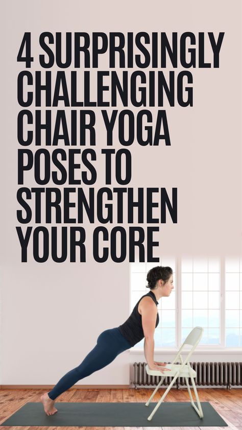 If you’re looking to strengthen your core while practicing Chair Yoga, there are a number of postures that you can practice that may just surprise you. Give these 4 poses a try to help you build strength and stability within your center. Free Chair Yoga Plan, Chair Yoga Free, Somatic Stretching, Chair Yoga For Beginners, Quick Yoga Workout, Core Strengthening Yoga, Chair Yoga Sequence, Chair Pilates, Wall Chair