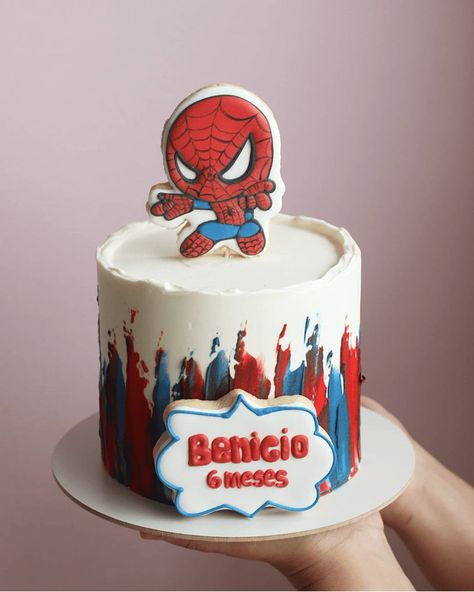 Cute Spiderman Cake, Buttercream Spiderman Cake, Spiderman Birthday Cake Buttercream, Cake Ideas Spiderman, Cake Designs Birthday Kids Boy, Spiderman Cake Birthday For Kids, Colorful Cake Ideas, Spiderman Cake Design, Spiderman Birthday Cake Ideas