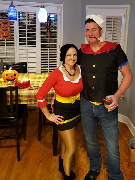 Popeye And Olive Oil, Popeye And Olive, Halloween Parejas, Olive Oyl, Couple Costume, Couples Costumes, Olive Oil, Captain Hat, Halloween