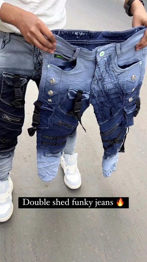 Funky Jeans, African American Fashion, Ripped Jeans Men, Men Haircut Styles, Ankle Length Leggings, Patterned Jeans, Mens Fashion Jeans, African Print Fashion Dresses, Denim Jeans Men