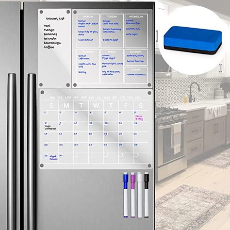 Home Command Center, Amazon Kitchen Must Haves, Whiteboard Calendar, Planning Board, Dry Erase Calendar, Magnetic Calendar, Fridge Organization, Magnetic White Board, Command Center