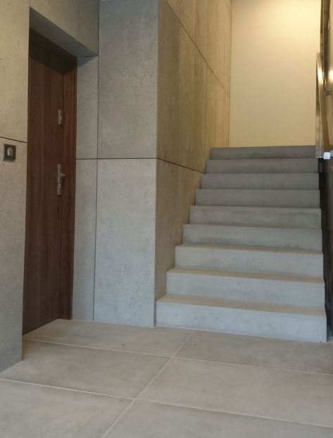 Micro Concrete: 5 Things You Need to Know - Living Concrete Micro Cement Stairs, Concrete Aesthetic, Elevator Lobby Design, Micro Concrete, Micro Cement, Recycled Brick, Low Cost Housing, Lobby Design, Concrete Structure