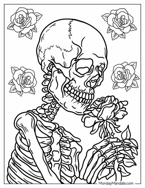 Skeleton Coloring Pages, Adult Coloring Books Swear Words, Chibi Coloring Pages, Free Adult Coloring Printables, Free Halloween Coloring Pages, Skull Coloring Pages, Adult Colouring Printables, Free Adult Coloring Pages, Coloring Pages For Girls