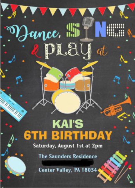 Drum Birthday Party, Drum Party, Drum Birthday, Music Birthday Invitation, Birthday Invitations Zazzle, Music Theme Birthday, Dance Party Birthday, Baby Birthday Invitations, 16th Birthday Invitations