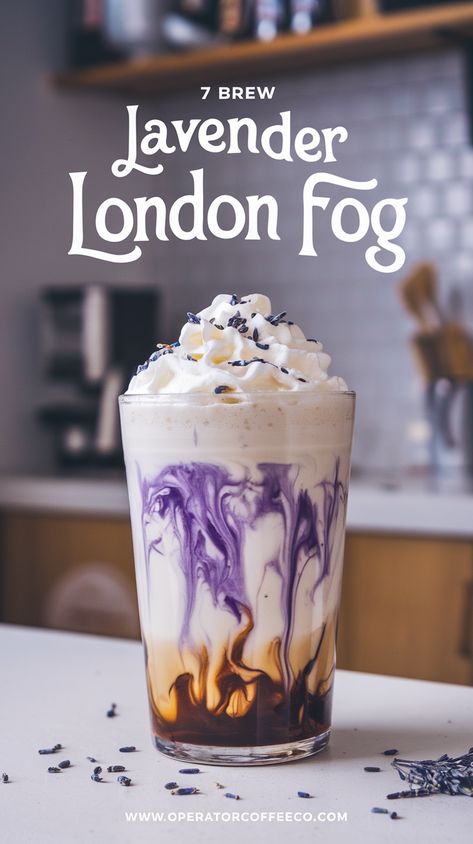 7 Brew drinks to try: Add Lavender London Fog to your list! With its floral tea base, creamy vanilla milk, and sugar-free syrup options, this drink is perfect for the 7 brew coffee recipe lovers. Refreshing for spring or warm for winter! 🌸🫖 Lavender London Fog Recipe, Lavender Coffee Recipes, Spring Coffee Drinks, Lavender London Fog, London Fog Recipe, Brew Coffee Recipe, London Fog Tea, Drinks To Try, Nitro Cold Brew