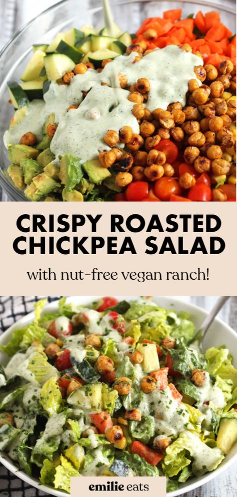 Roasted Salad With Chickpeas, Vegan Ranch Salad, Roast Chickpea Salad, Roasted Chickpeas Salad, Vegan Chopped Salad, Crispy Roasted Chickpeas, Asian Quinoa Salad, Roasted Chickpea Salad, Chickpea Salad Vegan