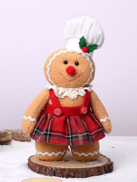 Beige  Collar  Polyester   Embellished   Hobbies, Collections, Parties Gingerbread Woman, Christmas Party Decoration, Gingerbread Lady, Christmas Gingerbread Man, Gingerbread Crafts, Christmas Sewing Projects, Christmas Gingerbread Men, Gingerbread Girl, Cute Doll