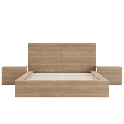 James 4-Piece Bedroom Set with Bed, Headboard, and 2 Nightstands - Bed Bath & Beyond - 39896430 Japandi Bedroom Design Small, Japandi Bedroom Ideas, Elegant Headboard, Bedroom Aesthetic Cozy, Queen Sized Bedroom Sets, Cozy Bedroom Design, Queen Sized Bedroom, Queen Size Platform Bed, Modern Bedroom Interior