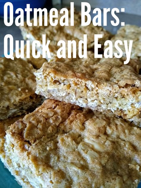 Oatmeal Cookie Bars Easy, Oatmeal Cookie Bars Recipes, Chewy Oatmeal Bars, Easy Oatmeal Bars, Oatmeal Raisin Bars, Quick Oatmeal, Oatmeal Chocolate Chip Bars, Oatmeal Bars Recipes, Oatmeal Cookie Bars