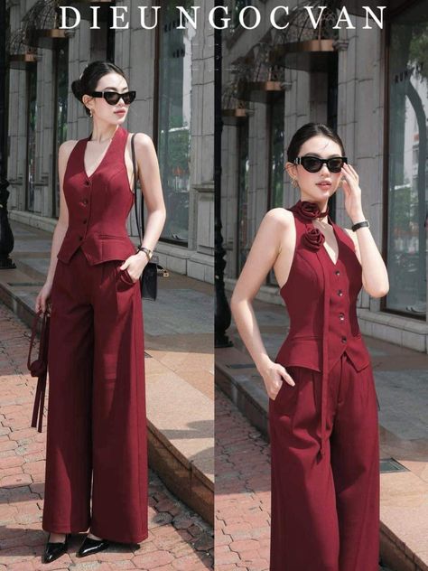 Parallel Trousers Outfit Women, Jam Suit For Ladies, Colorful Classy Outfits, Formal Jumpsuits For Women Classy, Classy Jumpsuit Outfits, Classy Jumpsuit, Formal Jumpsuit, Woman Suit Fashion, Elegante Casual