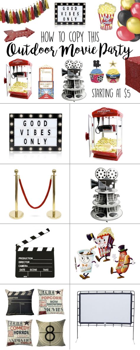 Outdoor Movie Party Theme Ideas - Dive-in Drive-in Birthday Party Theme Teen Movie Night, Birthday Movie Night, Outdoor Movie Party, Birthday Movie, Girls Night Movies, Backyard Movie Party, Birthday Themes For Adults, Birthday Teen, Outdoor Movie Night