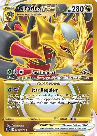 Giratina VSTAR (212) (Secret) - SWSH11: Lost Origin - Pokemon Diy Pokemon Cards, Giratina Pokemon, All Pokemon Cards, Pokemon Umbreon, Rare Pokemon Cards, Cool Pokemon Cards, Power Star, Collectible Trading Cards, Trading Card Game