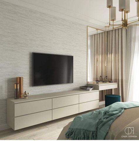 Tv Cabinet Master Room, Bedroom Tv Ideas Master, Bedroom With Tv, Bedroom Tv Cabinet, Sleeping Room Design, Tv Bedroom, Small Bedroom Inspiration, Stylish Bedroom Design, Home Hall Design