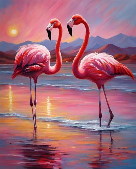 Pink Flamingos — AI-Creations Pink Flamingo Wallpaper, Flamingo Artwork, Flamingo Wallpaper, Animal References, Flamingo Art, Acrylic Oil Painting, Common Sense, Pink Flamingos, Bird Art