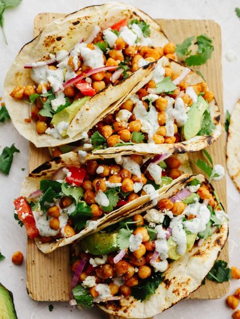 Crispy Chickpea Tacos, Garbanzo Bean Taco Recipes, Buffalo Chickpea Tacos, Chic Pea Tacos, Garbanzo Bean Tacos, Chickpea Tacos Recipes, Garbanzo Tacos, Chickpeas Tacos, Chickpea Taco