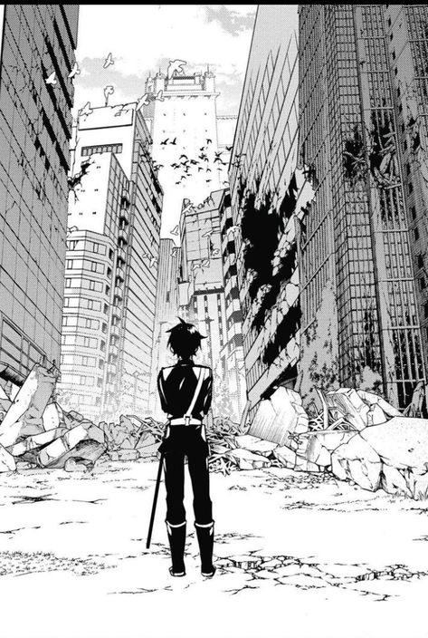 Building Comic Background, Manga Building Background, Destroyed City Drawing Reference, Manga City Backgrounds, Destroyed Building Drawing, Cyberpunk City Drawing, Manga Background Landscapes, City Drawing Reference, Destroyed City Drawing