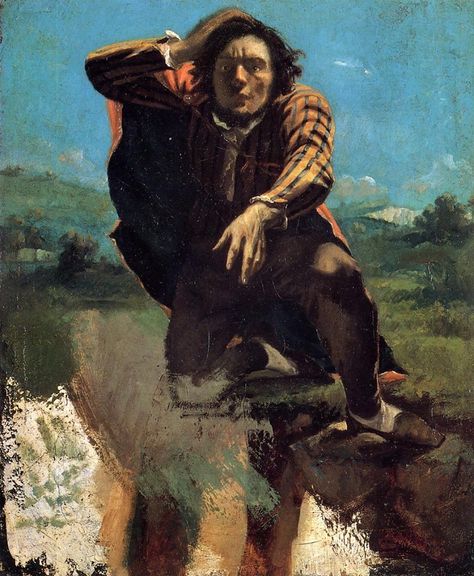 Gustave Courbet (French, 1819-1877): The Man Made Mad by Fear (aka, The Desperate Man), c.1843-1844. Oil on canvas. Nasjonalgalleriet, Oslo, Norway. Gustave Courbet, French Paintings, A4 Poster, Oil Painting Reproductions, Painting Reproductions, Vintage Artwork, Arctic Monkeys, French Art, Figurative Art