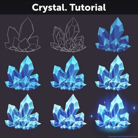 I really loved the glow on this one so I wanted to share this tutorial C Fantasy Crystal Art, Crystal Tutorial, Crystal Drawing, الفن الرقمي, Výtvarné Reference, Siluete Umane, Seni Cat Air, Coloring Tutorial, Lukisan Cat Air