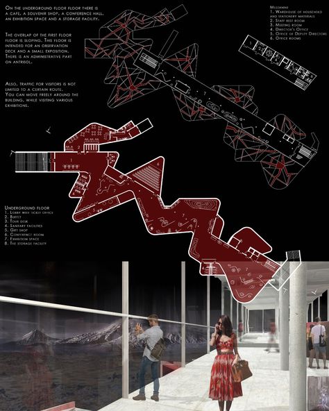 Tectonic museum | Cultural Architecture Project Transition Architecture Concept, Archeology Museum Architecture, Tectonics Architecture, Museum Plan Architecture Projects, Museum Concept Architecture, Psychology Architecture, Museum Design Architecture, Open Art Studio, Museum Layout