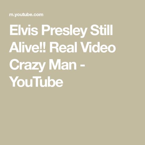 Elvis Presley Still Alive!! Real Video Crazy Man - YouTube Elvis Presley Still Alive, Sling Blade, Billy Bob Thornton, Funny Guy, Real Video, Crazy Man, Still Alive, Man Humor, Elvis Presley