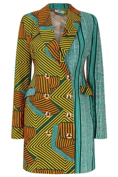 Couple Outfits African, African Print Blazer, African Wear For Women, Double Breasted Blazer Dress, African Fabric Dress, African Fashion Designers, African Dresses Modern, Afrikaanse Mode, African Fashion Women Clothing