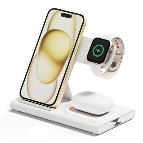 PRICES MAY VARY. 3 in 1 wireless charging nightlight: A charging station that charges your phone, wireless earphones and Apple watch. Compatible with iPhone 8, 8+, 10, 11, 12, 14, 15, Galaxy S8, S9, S10, Z Fold 3, Z Flip 5G, Z Flip 3, Flip 4, Z Fold 4, Z Flip 5, Z Fold 5 and newer, All Apple Watch models and Galaxy Buds. Fast wireless charging: Supports max. 23W fast charging when charging 3 devices simultaenously. Supports up to 15W for cell phone, 5W for earphone and 3W for Apple Watch. Design What Do You Get Your Mom For Christmas, Gift For Boyfriend For Christmas, 3 In 1 Charger, Cool Products To Buy, Phone And Watch Charging Station, Small Gifts For Bf, Stuff For Christmas List, Things To Ask For For Christmas, Things To Add To Your Christmas List