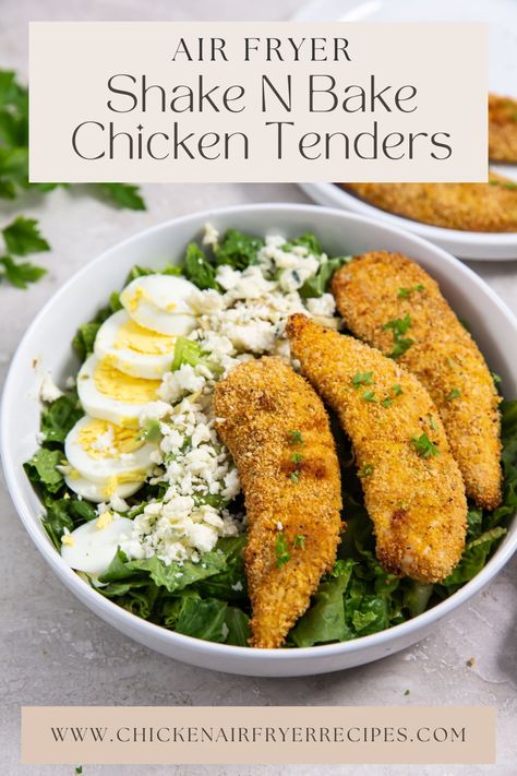 Air Fryer Shake N Bake Chicken Tenders Shake N Bake Chicken Tenders, Shake N Bake Chicken In Air Fryer, Hot Cheetos Chicken, Shake And Bake Chicken, Salad And Chicken, Foil Meals, Baked Chicken Cutlets, Shake N Bake Chicken, Baked Chicken Strips