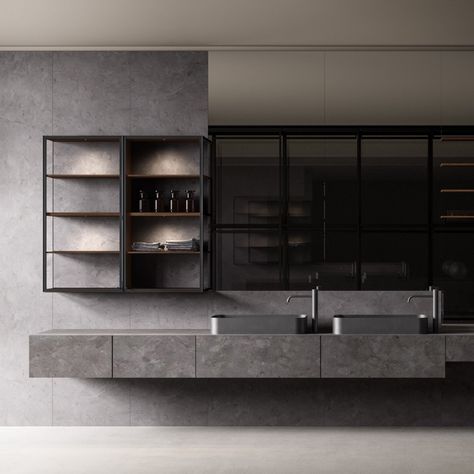 Boffi Bathroom, Danish Bathroom, Bathroom Models, Italian Bathroom Design, Bathroom Loft, Bathroom Wardrobe, Wall Panel System, Bathroom Model, Bathroom Furnishings