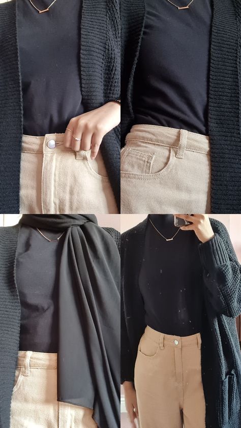 Black and beige hijabi outfit Hijabi Outfit, Outfits Hijab, Black And Beige, Beige Aesthetic, Colourful Outfits, Beige Color, Ootd, Quick Saves, Clothes