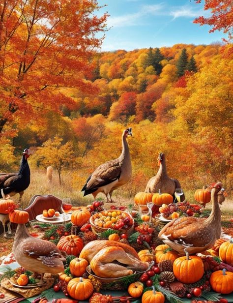 Thanksgiving Landscape Wallpaper, Turkey Wallpaper, Thanksgiving Collage, Autumnal Landscape, Happy Thanksgiving Images, Collage Landscape, Thanksgiving Images, Thanksgiving Wallpaper, Fall Images