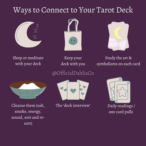 Connect With Tarot Deck, How To Connect With Your Tarot Deck, Tarot Grimoire, Become A Better Person, Learning Tarot Cards, Tarot Book, Tarot Reader, Say A Prayer, Beginning Reading