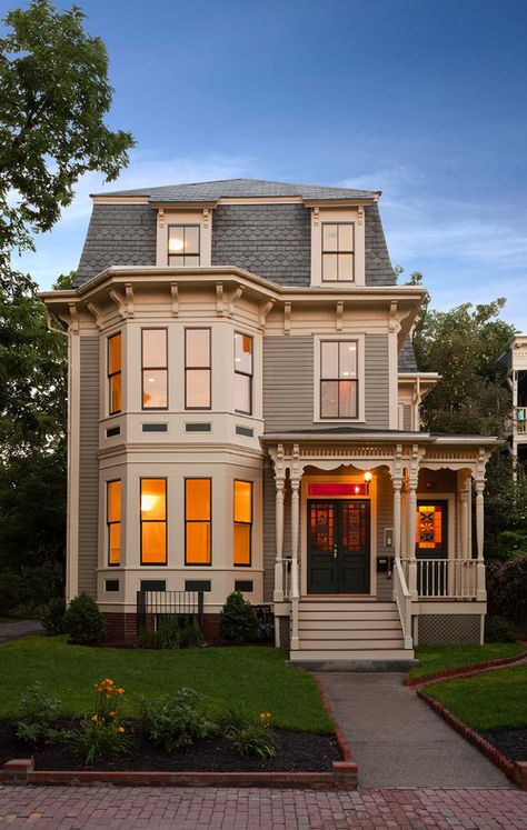 Modern Victorian Homes Exterior, Victorian Home Exterior, Modern Victorian House, Home Exterior Styles, Modern Victorian Home, Modern Victorian Homes, Modern Mansions, Victorian Homes Exterior, Colorful Homes