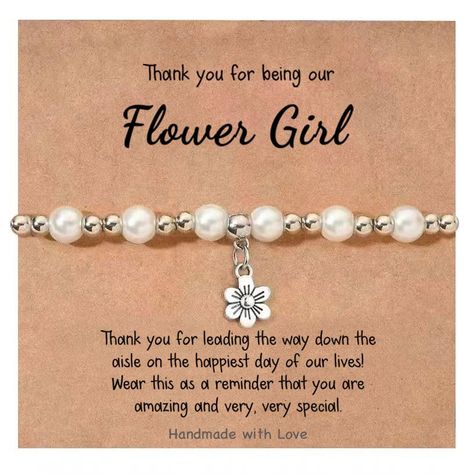 PRICES MAY VARY. Thank You Being Our Flower Girl: This flower girl bracelet is the perfect way to express your love to the flower girl, help your flower girl feel like a special part of your special day with cute bracelet! Your flower girl is going to love it Material: This charm bracelet combined with high quality glass pearls and stainless steel beads. with a cute flower charm, all the metals we used are lead free, nickel free and hypoallergenic, and not easy to break. Suitable Size: our flowe Bridesmaid Wedding Gifts, Flower Girl Proposal, Flower Girl Bracelets, Girl Bracelet, Bracelet Cute, Bracelet Flower, Cute Bracelet, Gift Flower, Wedding Gifts For Bridesmaids