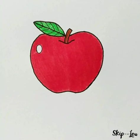 color apple red and leaf green to the apple drawing easy Apple Easy Drawing, Draw An Apple, Apple Drawing, Apple Illustration, Apple Stem, Skip To My Lou, Sending Good Vibes, Apple Health, Perfect Gif